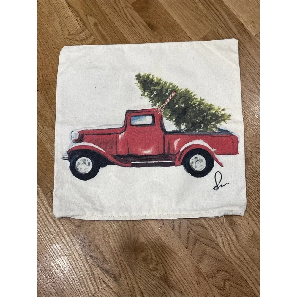 Red Pick Up Pillow Shams Christmas Tree & Valentines Heart Wreath Dated